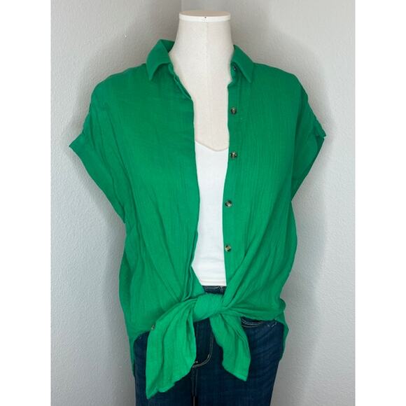 Green Cotton Button Down Shirt Size Small - Picture 4 of 4